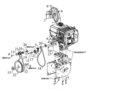 Engine Drive Diagram and Parts List for 3X34-INCHPRO (31AH8ESV710)(2017) Cub Cadet Snow Blower